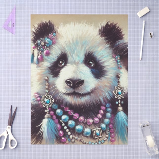 Papel De Seda Decoupage Hippie Panda Bear Chalk-Pastel (Arte )