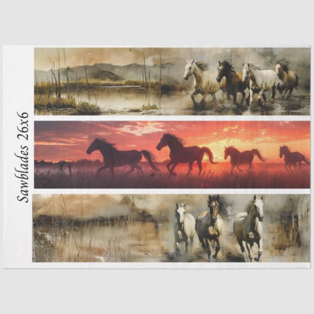 Papel De Seda Decoupage Horses Handsaw & Sign Designs  (Frente )