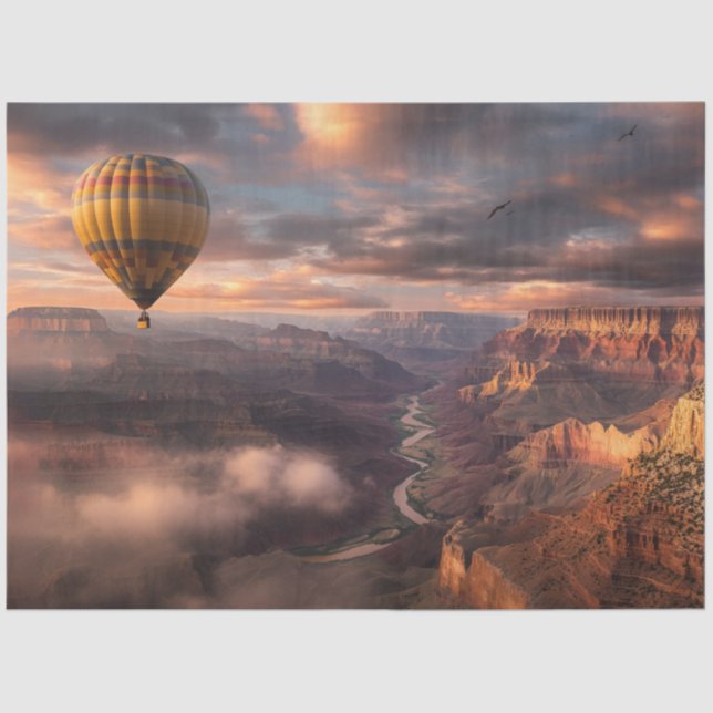 Papel De Seda Decoupage Hot Air Balon Grand Canyon Sunset (Frente )