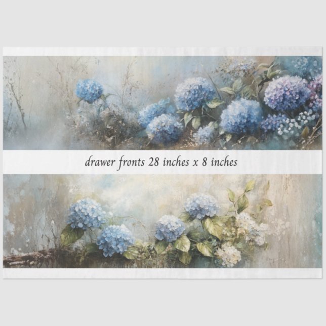 Papel De Seda Decoupage Hydrangea Flowers Drawer Fronts 29x8  (Frente )
