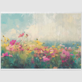 Papel De Seda Decoupage Impressionista de Flor Selvagem Elegante