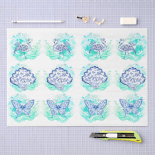 Papel De Seda Decoupage Individual Azul e Branco Inspirado em An