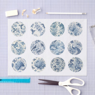 Papel De Seda Decoupage Individual Azul Inspirado em Chinoiserie