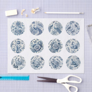 Papel De Seda Decoupage Individual Azul Inspirado em Chinoiserie