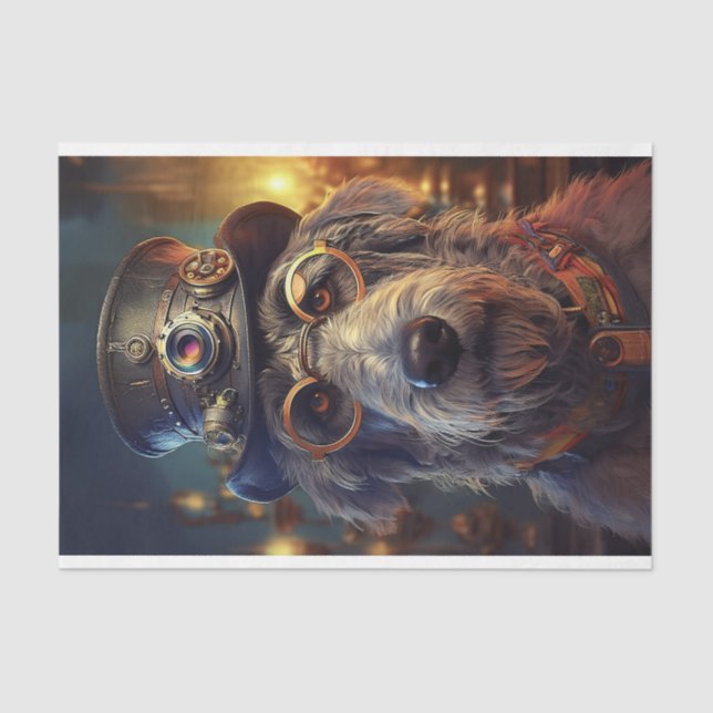 Papel De Seda Decoupage Irish Wolfhound Steampunk (Frente )