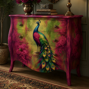 Papel De Seda Decoupage Jardim de Pavão com Tons de Joia