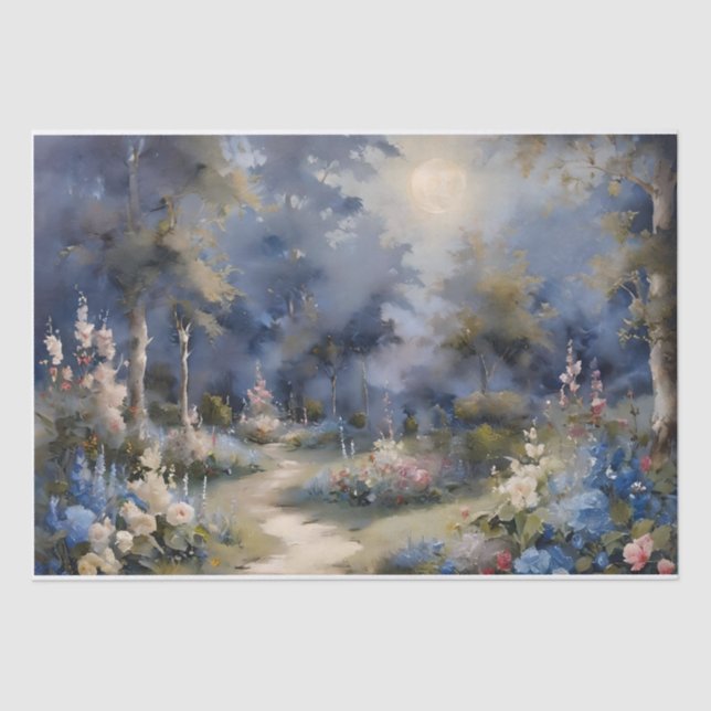 Papel De Seda Decoupage Jardim Encantado pelo Luar (Frente )