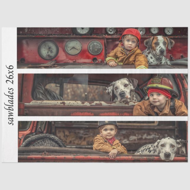 Papel De Seda Decoupage Kid Firehouse Heroes Firetruck Dalmation (Frente )