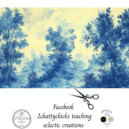 Papel De Seda Decoupage Landscape French Palavra Branca Azul