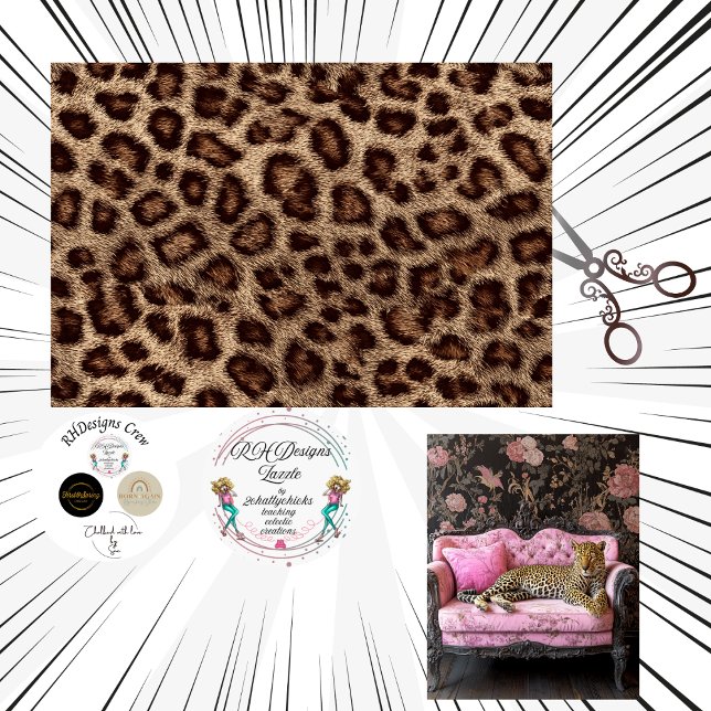 Papel De Seda Decoupage Leopard Print Faux Texture  (Criador carregado)