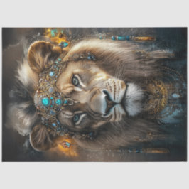 Papel De Seda Decoupage Lioness Adorded Indian Jewelry Americano