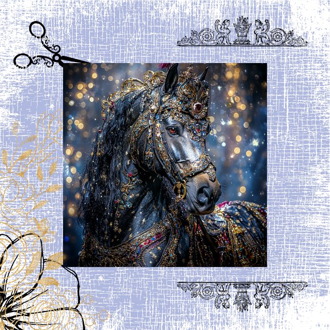 Papel De Seda Decoupage Maiestoso Black Stallion Jewel Encruzado (Criador carregado)