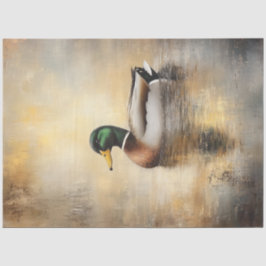 Papel De Seda Decoupage Mallard Duck Pintura Flutuante em Água