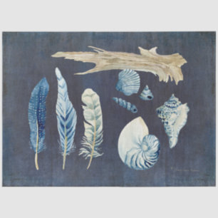 Papel De Seda Decoupage Marinho Azul de Prados do Oceano de Prai