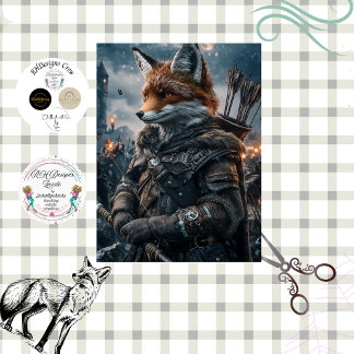 Papel De Seda Decoupage Medieval Archer Fox Warrior