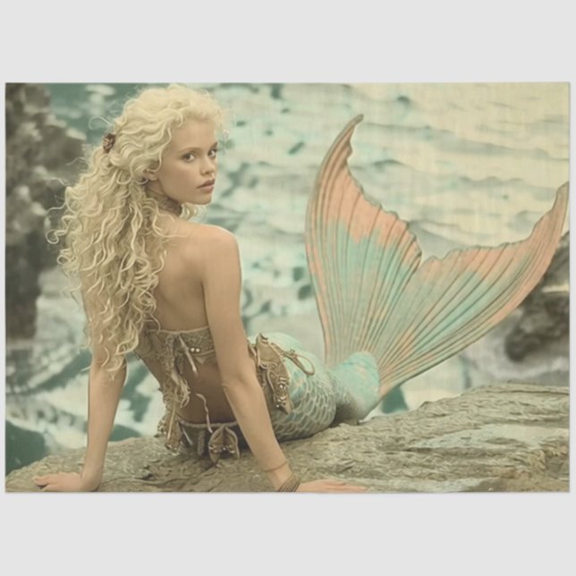 Papel De Seda Decoupage Mermaid Above the Whispering Waves (Frente )