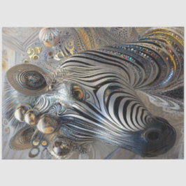 Papel De Seda Decoupage Metallic Adorned Zebra Jewel Patterns