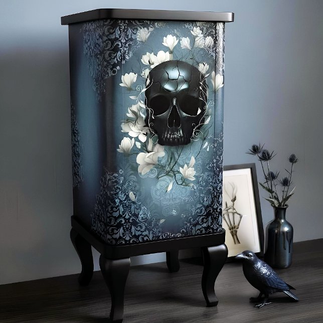 Papel De Seda Decoupage Midnight Skull with Magnolia (Criador carregado)