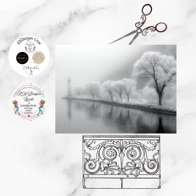 Papel De Seda Decoupage Misty Lighthouse Winter Foggy Scene (Criador carregado)
