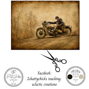 Papel De Seda Decoupage Moto Vintage Sépia Motociclista Sturgis