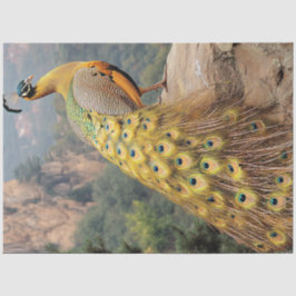 Papel De Seda Decoupage Mountain Majestic Peacock Golden