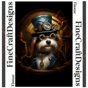 Papel De Seda Decoupage Mousseline Steampunk Cachorro Tinta Fals