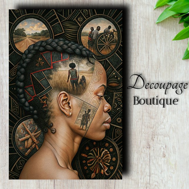 Papel De Seda Decoupage Mulher Africana Heritage Mindscape (African Heritage Mindscape Decoupage Tissue Paper)