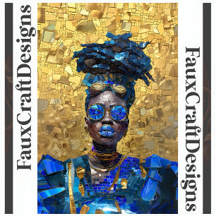 Papel De Seda Decoupage Mulher de Pele Escura Lábios Azuis Mosai