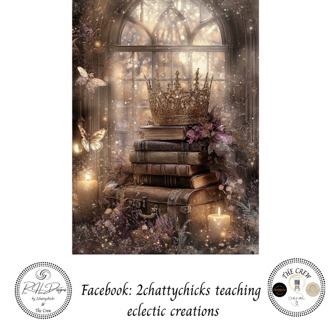 Papel De Seda Decoupage Mystical Fantasy Crown Books Candlelight (Criador carregado)