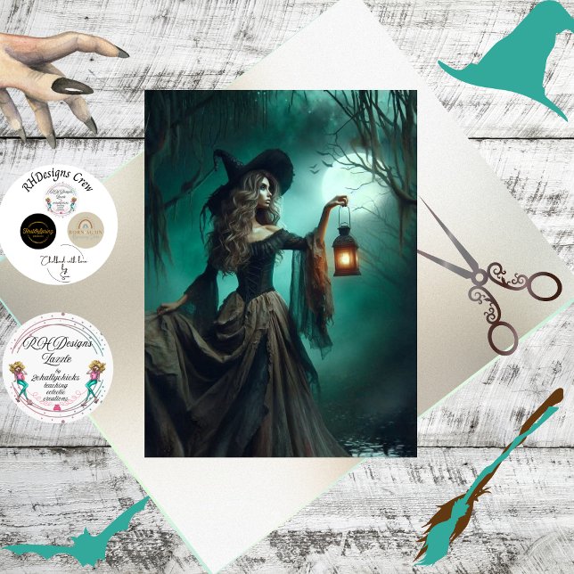 Papel De Seda Decoupage Mystical Forest Witch Lantern (Criador carregado)