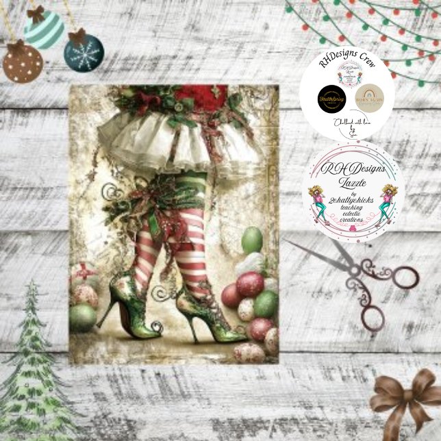 Papel De Seda Decoupage Natal Elf Legs White Stocks (Criador carregado)