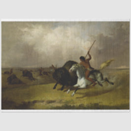 Papel De Seda Decoupage Nativa Americana de Caça Buffalo