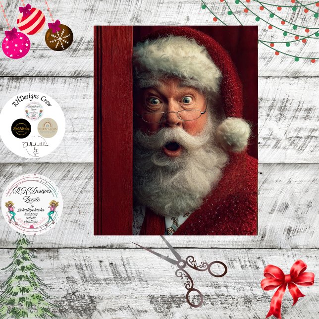 Papel De Seda Decoupage Naughty or Nice Santa Claus Peeking  (Criador carregado)