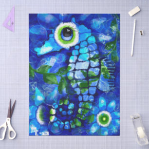Papel De Seda Decoupage Náutica Costeira de Cavalo Marinho Whims