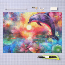 Papel De Seda Decoupage Náutica Costeira do Golfinho Whimsical