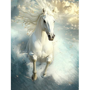 Papel De Seda Decoupage Oceano Galopante Maiestoso Cavalo Branco