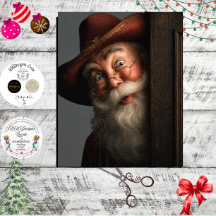 Papel De Seda Decoupage Ocidental Olhando Papai Noel Chapéu de C