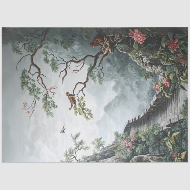 Papel De Seda Decoupage Oriental Landscape Wallpaper Design (Frente )