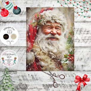 Papel De Seda Decoupage Papai Noel Azevinho Casaco Vermelho