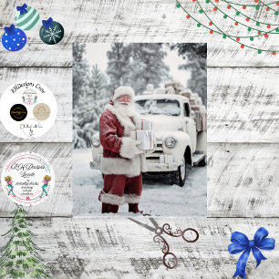 Papel De Seda Decoupage Papai Noel Branco Inverno Mágico