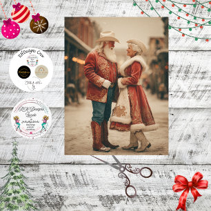 Papel De Seda Decoupage Papai Noel e Sra. Claus Dançando na Rua