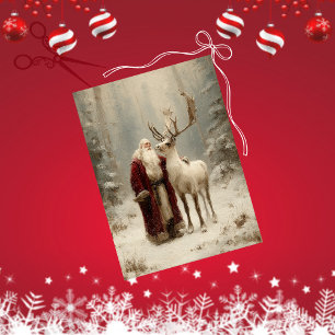 Papel De Seda Decoupage Papai Noel Rena Antiga Floresta Nevada