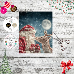 Papel De Seda Decoupage Papai Noel Rena Nariz com Nariz Lua