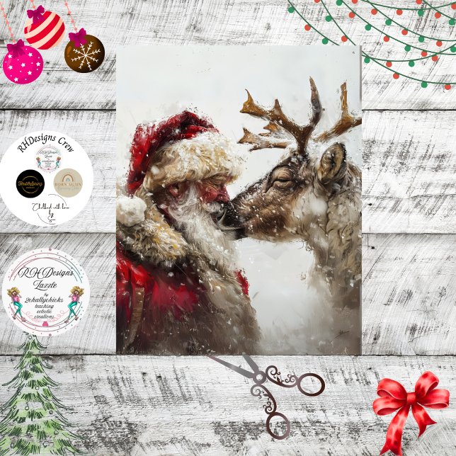 Papel De Seda Decoupage Papai Noel & Renas Cerimônia de Natal (Criador carregado)