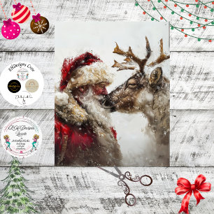 Papel De Seda Decoupage Papai Noel Rudolph Magia de Natal
