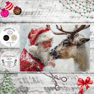 Papel De Seda Decoupage Papai Noel Rudolph Paisagem Polo Norte