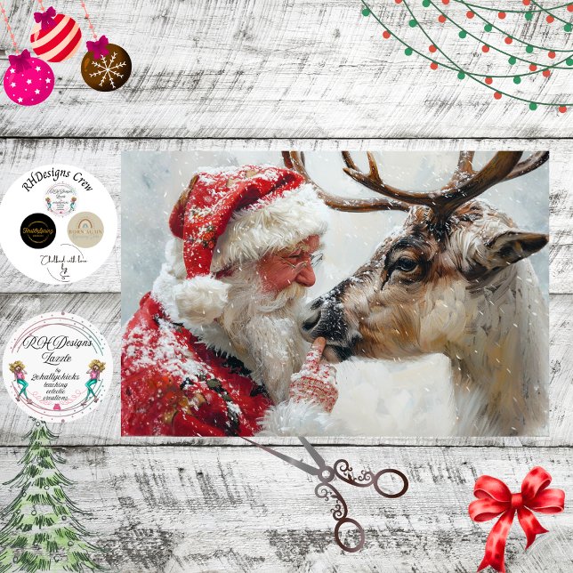 Papel De Seda Decoupage Papai Noel Rudolph Paisagem Polo Norte  (Criador carregado)