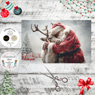 Papel De Seda Decoupage Papai Noel & Rudolph Rezando na Véspera