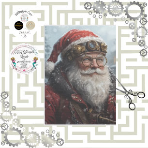 Papel De Seda Decoupage Papai Noel Steampunk Clima de Inverno