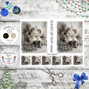 Papel De Seda Decoupage Papai Noel Vintage Scrapbooking Tela 11x